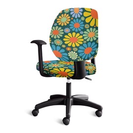 Poceacles Hippie Flower Print Computer Office Chair Cover Protective & Stretchable Universal Chair Covers Stretch Rotating Chair Slipcover for Office Home 2Pcs
