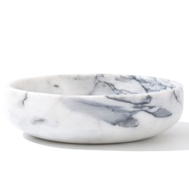 CM CHIC MONDAY CM CHIC MONDAY 6.7" Large Decorative Bowl, Natural Marble Decorative Bowls for Home Decor, Key Bowl, Candy Bowl, Smudge Bowl, Coffee Tables Centerpiece (White&Grey)