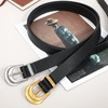 XZQTIVE Women's Leather Belt Ladies Western Belt Silver Gold Buckle