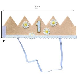 Kirei Sui Baby 1st One 1 Year Birthday Daisy Flower Princess Crown Headpiece Party Photo Prop Headband Cream