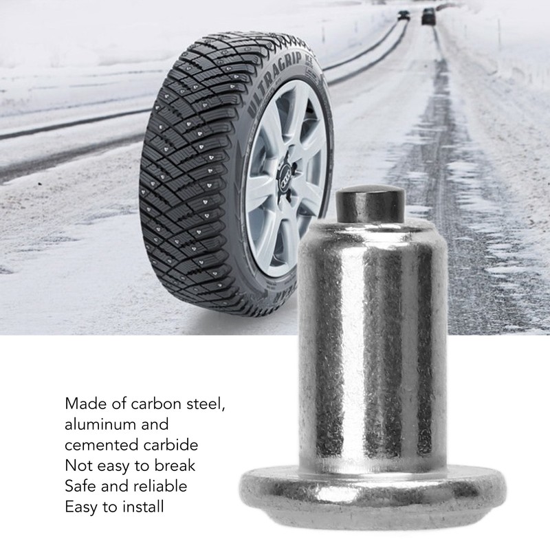 100PCS Tire Studs Silver Universal Wear Resistant Anti Slip Tire
