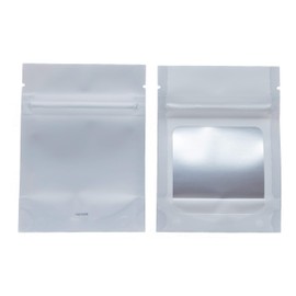 HANSER Bolsas de aluminio resellables de Mylar a prueba de olores, con ventana transparente, parte inferior de pie, herméticas, blanco mate, 100 piezas, edición limitada de 3 x 4 pulgadas