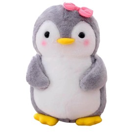 Aurasky Penguin Cuddly Toy Cute, Plush Toy Penguin 25 cm, Penguin Stuffed Toy for Cuddling & Playing, Plush Penguin Cushion Doll Gift for Fans Children Girls Boys (Pink Bow Tie Style)