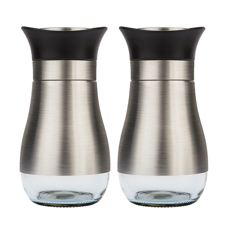 Evelyne 2-Piece Set Salt & Pepper Glass Shaker Stainless Steel