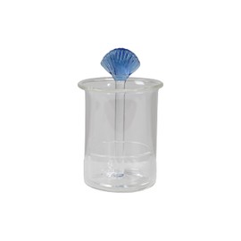 Creative Co-Op Glass Toothpick Holder with Shell Design, Blue