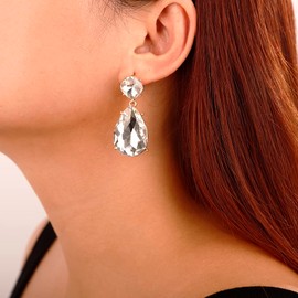 Wiwpar Crystal Teardrop Dangle Earrings Rhinestone Dangle Drop Earrings Drop Crystal Earrings for Women Girls, Metal Crystal Rhinestone