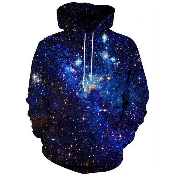 YAJOOEY Men Women Galaxy Pullover Unisex Graphic Hooded Sweatshirt 3D