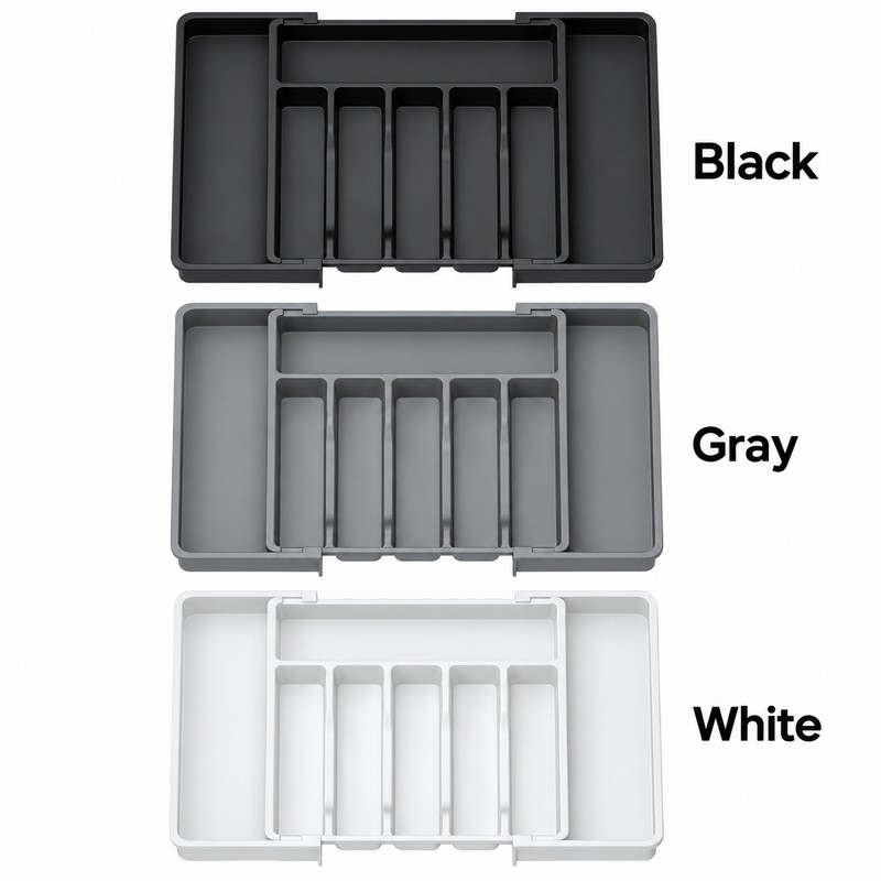 Adjustable Cutlery Drawer Organizer for Kitchen Storage – Expandable 8-Compartment