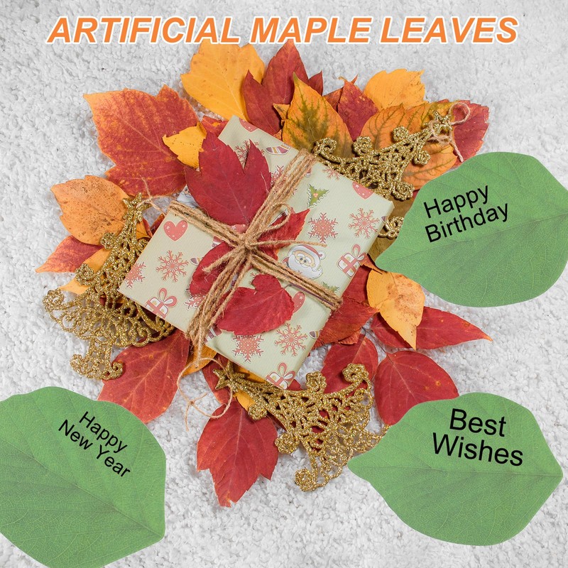 MECCANIXITY 50 Pack Artificial Leaves Fall Leave Cutouts Thanksgiving Day