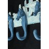 Zeckos Enchanting Blue and White Cast Iron Seahorse Nautical Sea