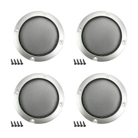 Fielect 4 Pcs 3" Speaker Grill Mesh Decorative Circle Woofer Guard Protector Cover Audio Accessories Metal Trim Silver with 16 Screws