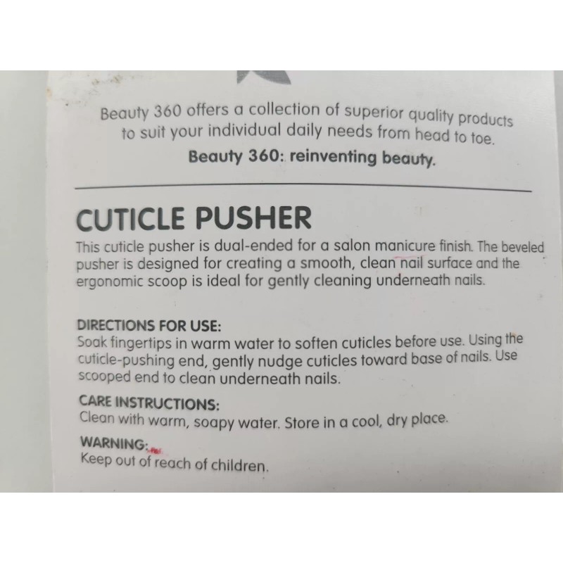 Beauty 360 Deluxe Cuticle Trimmer & Pusher Dual End, Stainless