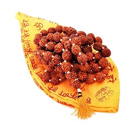 CraftsLook Rudraksha Jaap Mala with Jaap Bag Gaumukhi 108 + 1 10-12 mm Beads