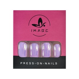 iMABC Glossy Short Squoval Magic Pink Purple Chrome Press On Fake Nails Salon Acrylic Manicure Reusable False Nail Art Tips for Daily Office Home