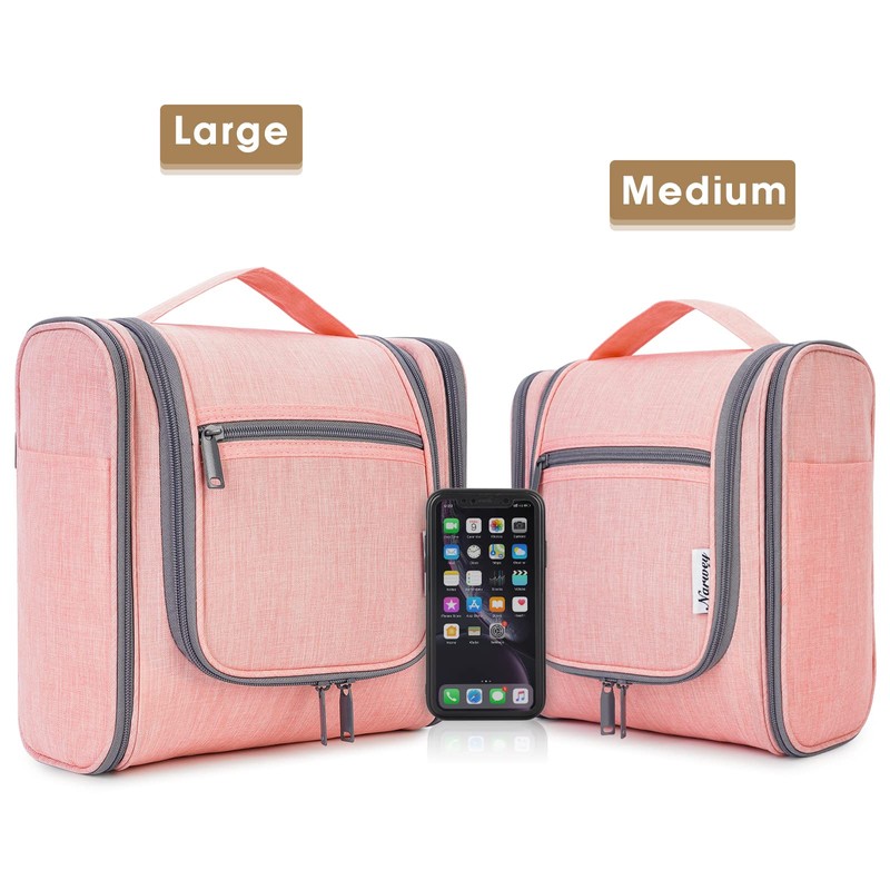 Travel toiletry bag for hanging, Pink (Large)