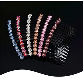 6 PCS 24 Teeth Hair Comb Rhinestone Hair Side Comb Women Lady Plastic Decorative Hair Clip Hairpins (A#)