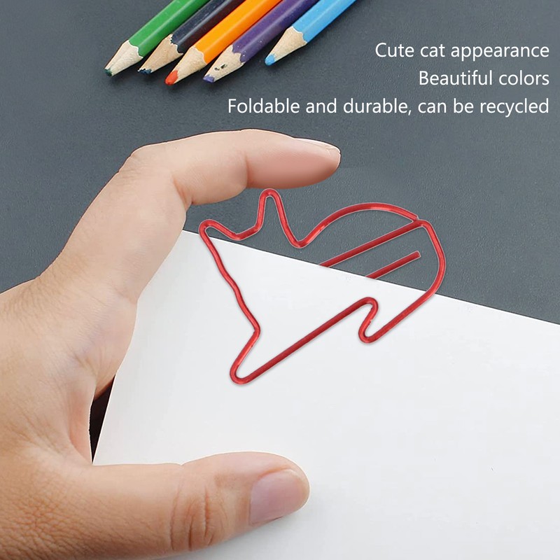 100pcs Cat Shape Paper Clips Increase Slip Resistance Rust Prevention