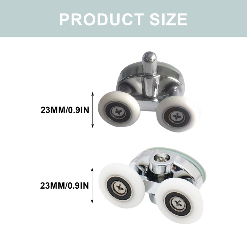 4Pcs Shower Door Rollers Replacement - ShiningUU Plastic 23mm 2