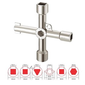 4-Way Multifunctional Key, Universal 4-Way Key, Triangular Key, Universal Control Cabinet Key, Multifunctional Cross Key Control Cabinet Key, for Electric Water Gas Meter Box