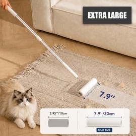 BomDa 7.9'' Large Lint Roller for Pet Hair Extra Sticky, Extendable Handle