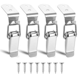 Antesen 4 Pcs 90 Degree Hook Lock Bolt 304 Stainless Steel Safety Angle Locking Latch with Screws Angle Toolbox Lock, Right Angle Toggle Latch for Door Window Drawer Toolbox