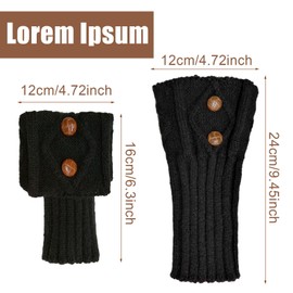 TUONYIS 2 Pairs Women's Winter Leg Warmers Women's Leg Warmers Knitted Knitted Crochet Short Button Leg Warmers Leg Warmers Women Girls Boots, Black / Light Grey