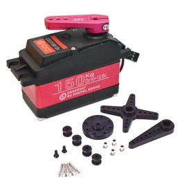 HiRCgo DS51150 150KG Digital RC Servo 12V High Volge Large Torque Full Metal Gear Steering Servo with 18T Servo Arm for 1:5 Scale Baja RC Car Crawler Buggy Trgguy Robot Truck Boat 270 Degree
