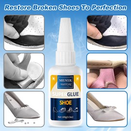 Meuvcol 100g Schuhkleber Extra Stark Wasserfest, Sekundenkleber Für Schuhsohlenkleber, Transparentes Schuhsohlen Reparaturset, Shoe Glue Für Stiefel, Leder, Absätze, Tennisschuhe, Sneaker