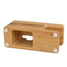 CHILDWEET Bamboo Charging Stand for Phone and Watch Dock Compact Carbonized Bamboo Design for Home Office and Travel Charging