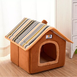 Unbranded Dog Cat House Kennel Insulation Soft Dog Cat Bed Plush Cat Puppy Cave Detachable - Blue, Medium