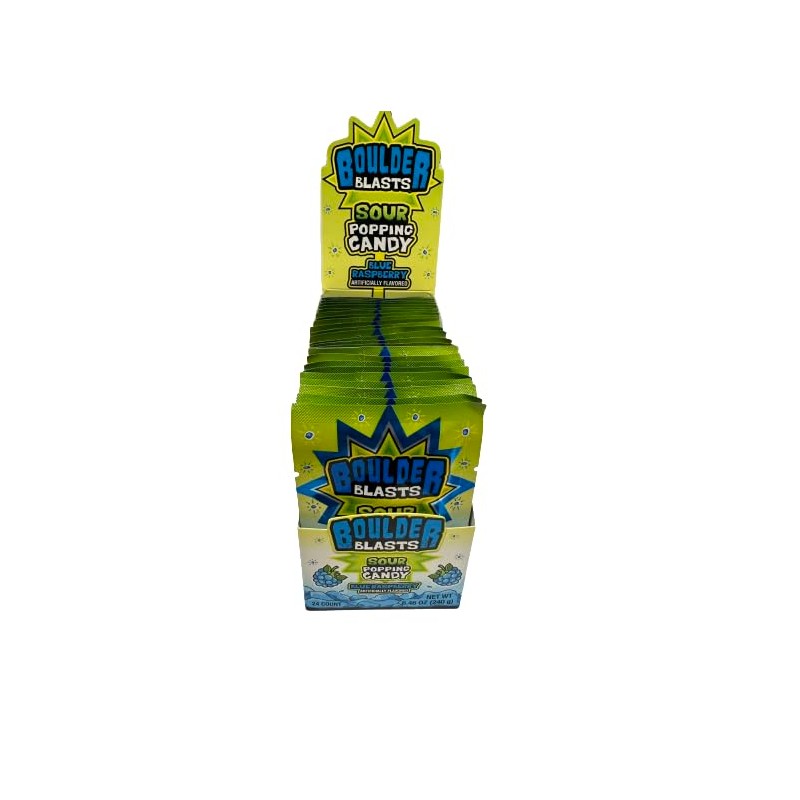 Koko's Boulder Blasts Sour Popping Candy Case of 24 Pouches