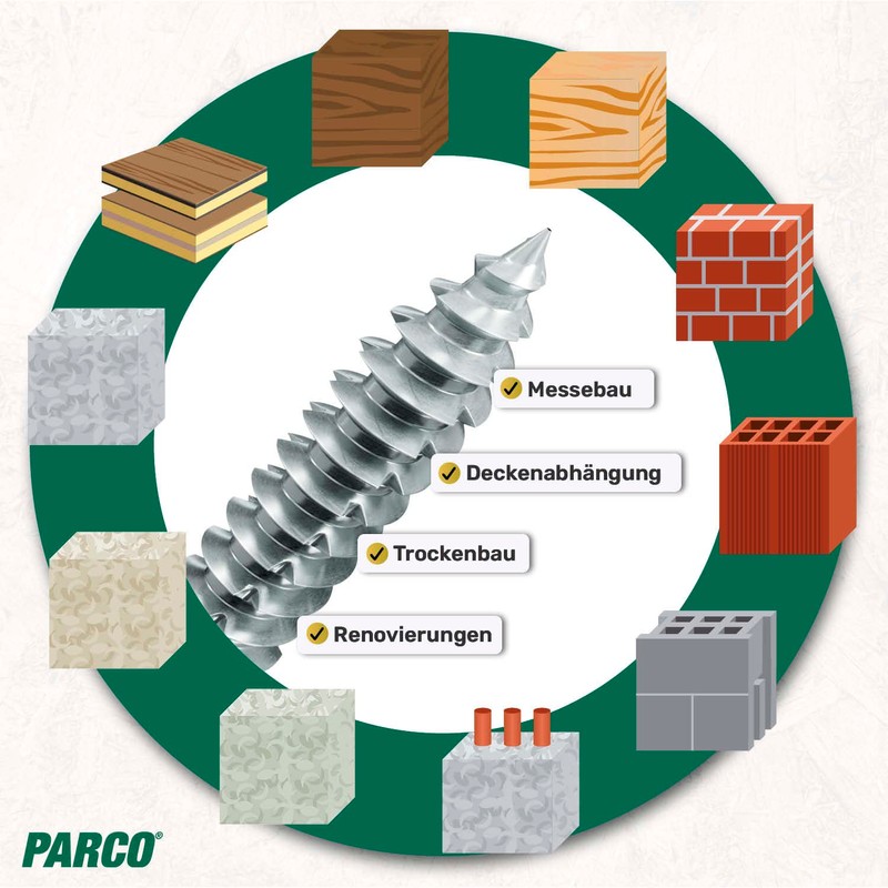 Parco window frame screws, countersunk, Torx TX30, 100 pieces, silver,