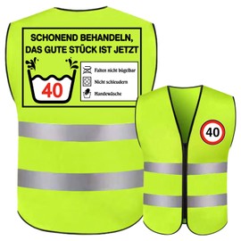 YANSYUN 40th Birthday for Men and Women, 40th Birthday Vest, Gifts for 40th Birthday Man Woman, Funny Gifts for Men 40th Birthday Women, 40th Birthday High Visibility Vest Decoration, Green