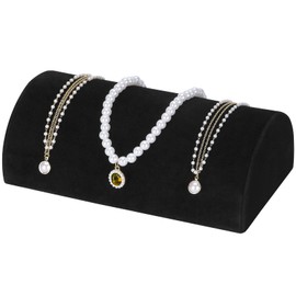 KUKUVR Velvet Half Moon Bracelet Display Stand, Pillow-Shaped Jewelry Bracelet Necklaces Pendant Chain Watch Holder Case for Women, Jewelry Organizer Storage Rack for Home Selling Show (Black)