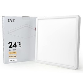 LVL LED Square Panel Light, 24W 30x30, Warm Light Natural Light Daylight, Flush Mount Led Ceiling Light for Kitchen, Bedroom, Living Room, Hallway, Corridor, Utility Room, Office (White, 30cm-24W)