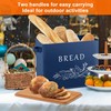 LIANYU Navy Blue Bread Box with Bamboo Cutting Board Lid,