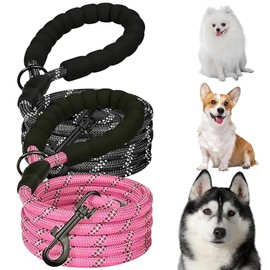 Set de 2 Correas para Perro de 2 M con Mango Acolchado y Costuras Reflejantes para Perros, Correa Giratoria Resistente y Duradera Que no se Enreda, Apto para Perros Pequeños y Medianos