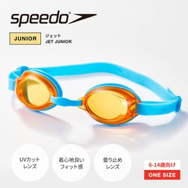 Speedo SEB02210 Jet Junior Swim Goggles - Elementary to Middle School Junior Unisex - Turquoise/Red - Free