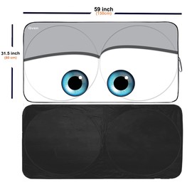 Gven Windshield Sun Shade Universal Fit for Car Window Sunshades Cover Automotive Interior Sun Protector Accessories for Compact& Midsize Sedan,Com& Subcompact SUV,Small Pickup,Wagon(Eyes-Grey, S)