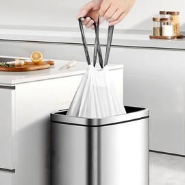 15 Gallon Trash Bags Drawstring, JUKFITA Tear-Free Tall Garbage Bags, 33 Count White Trash Bags Unscented for Kitchen Bathroom Office Outdoor