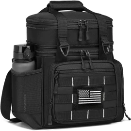 BISKLNDN Tactical Lunch Box Cooler Bag for Men - Large Expandable Insulated Cooler Bag, Heavy Duty Soft Lunch Pail for Work, Outdoor Shifts, Camping & Travel, 16L Black