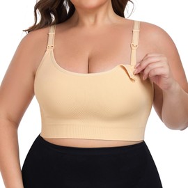 Angelhood Women's Non-Padded Maternity Nursing Bras Bralette Convenient Breastfeeding Full Coverage Wirefree Support Everylife Sport Sleep Nude