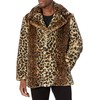 GUESS Men's Faux Leopard Fur Coat, Brown Multi, Medium