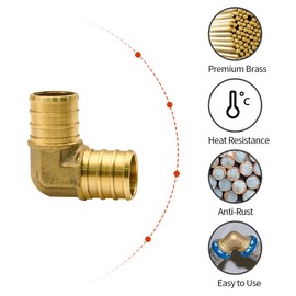 10 Pack PEX Fittings, 3/4" PEX Fittings, PEX Elbow Fittings, Brass PEX Fittings for PEX Tubing Pipe (3/4" Elbow, 10)