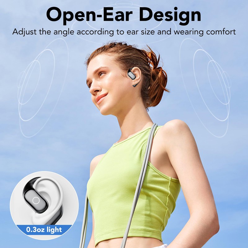 Open Ear Earbuds, Wireless Bluetooth 5.4 Ear Buds with Big