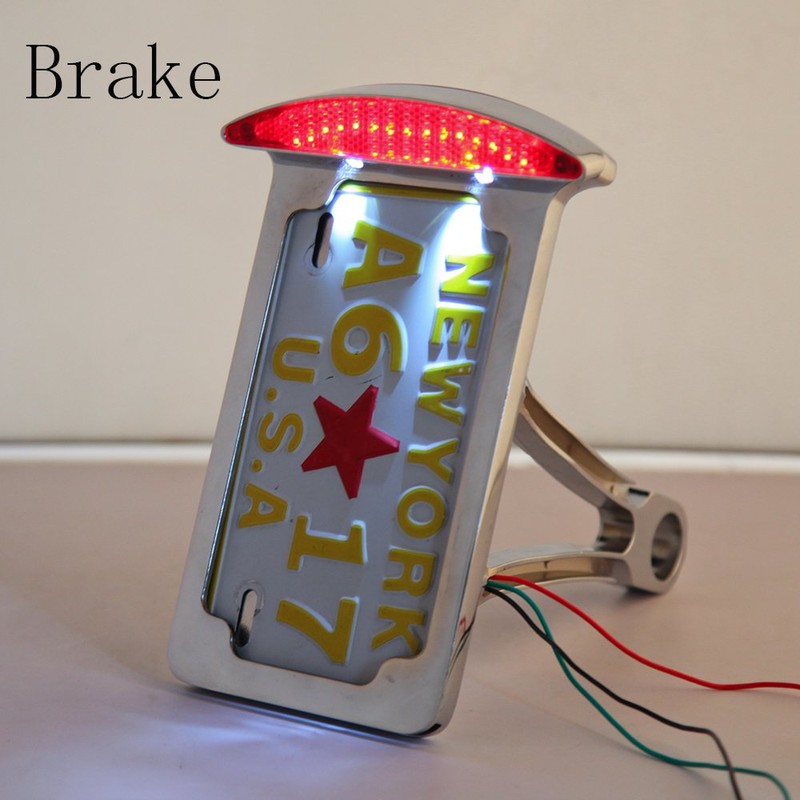 Motorcycle Side Mount License Plate Frame Tail Light For Harley