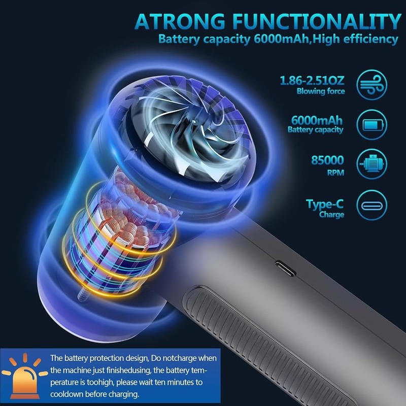 Snblzhef 2-in-1 Electric Compressed Air Duster, Cordless Air Duster and