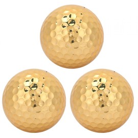 Goldene Golfbälle, Tragbarer Vergoldeter Golfball, 3 Stück goldene Gummi Golfbälle für Outdoor Übungen Sportgeräte für Schaukelübungen Training und Golf Langstreckenschüsse