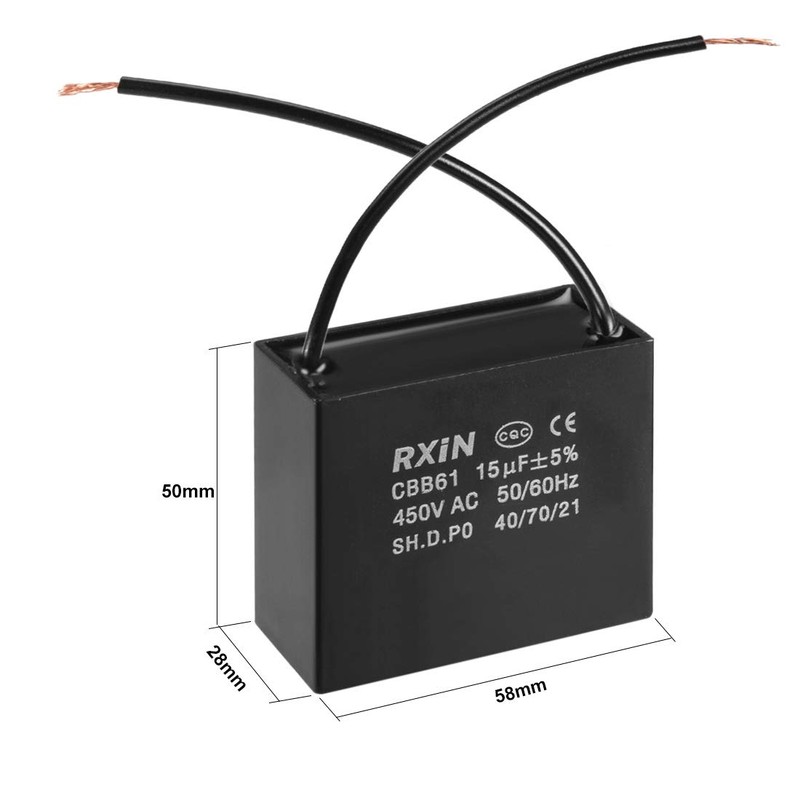 uxcell Ceiling Fan Capacitor CBB61 15uF 450V AC 2 Wires