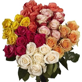 Kabloom PRIME OVERNIGHT DELIVERY - WEDDING COLLECTION 100 Assorted Roses (Long Stem - 50cm / 20 in) - Wholesale Fresh Flowers I Gift for Birthday, Anniversary, Thank You, Mother’s Day Fresh Flowers.